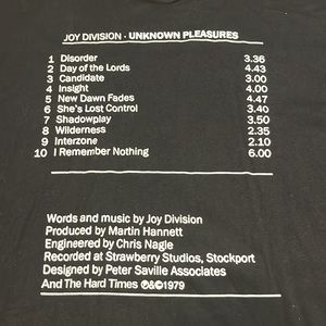 The Hard Times Chicago Joy Division Unknown Pleasures backside shirt XL Funny